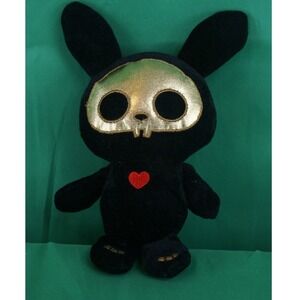 Skelanimals Jack the Rabbit Plush Black Gold Skull Heart Goth Punk Plush 9"